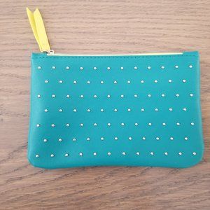 5/$25 Green and neon cosmetic bag w/ round studs